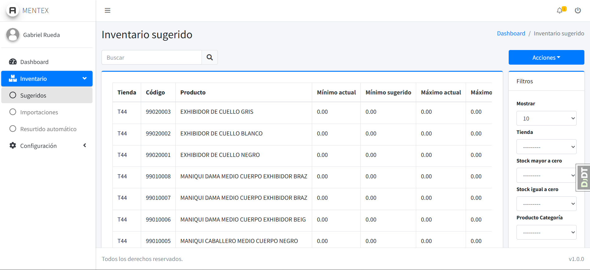 Sistema de Gestión de Inventario - MENTEX